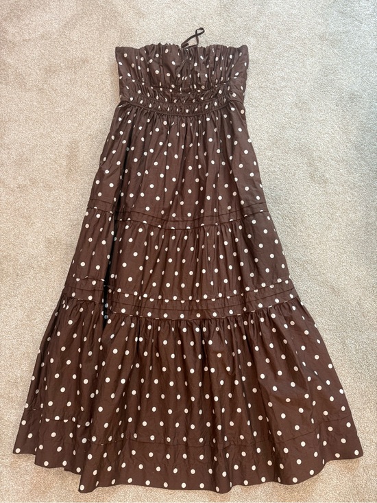 Anthropologie Dresses & Skirts - Anthropologie Brown Ruched Strapless Maxi Dress